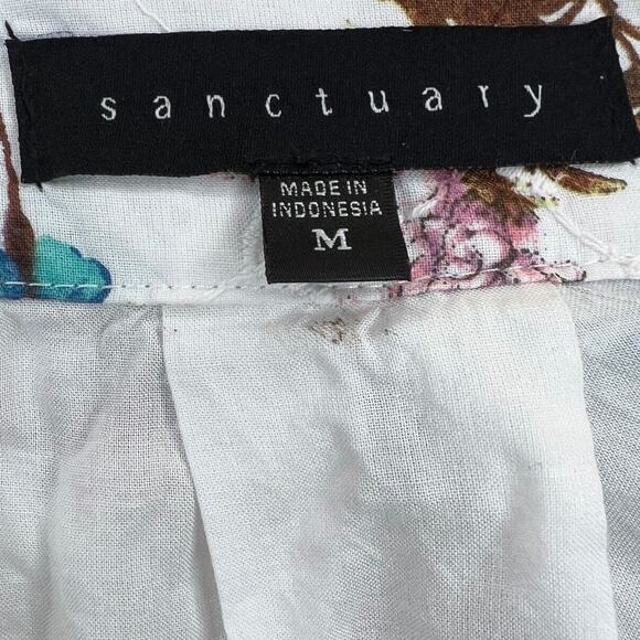 NWOT Sanctuary Womens Cotton Floral Print Cold Shoulder Blouse Eyelet Lace MED - Picture 6 of 7